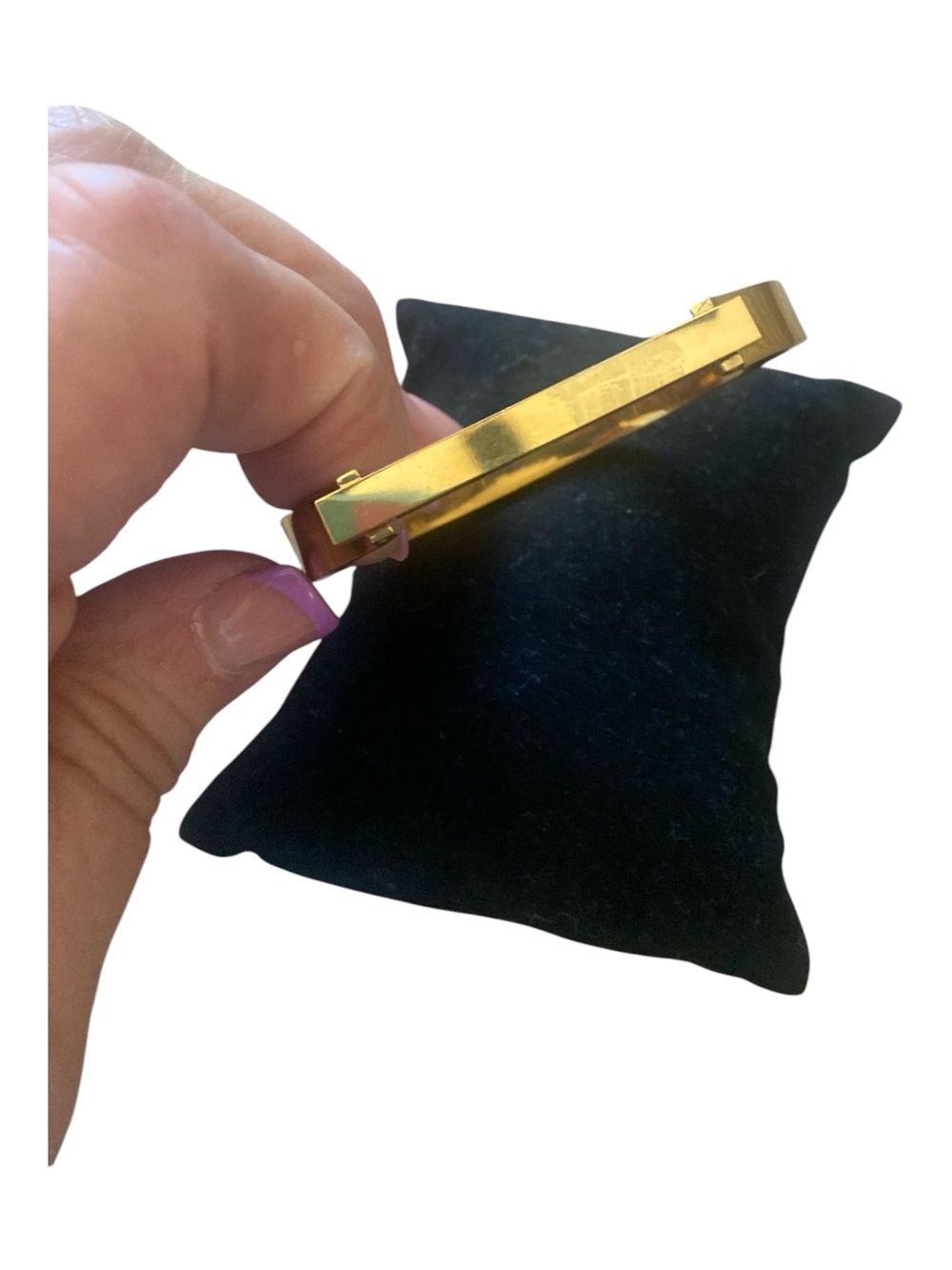 Gold Tone Rectangular Hinged Bangle Bracelet